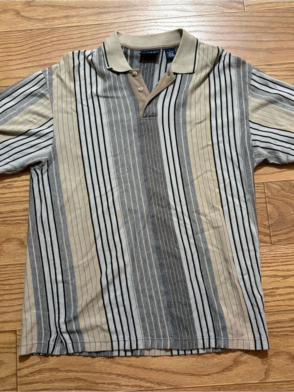 Vintage 90s Trader Bay Golf Preppy Striped Dad Grandpa Polo Shirt Large